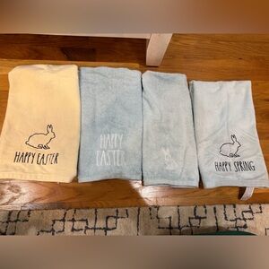 Easter Bunny Embroidered Cotton Towels - Pastel Yellow & Light Blue